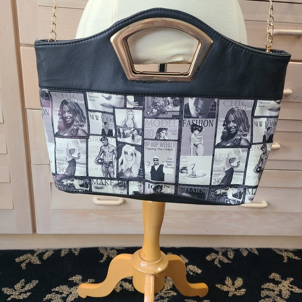 Fashion Magazine Crossbody Goldtone Chain